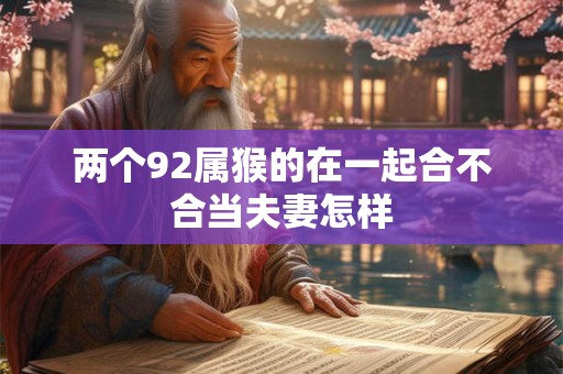 两个92属猴的在一起合不合当夫妻怎样