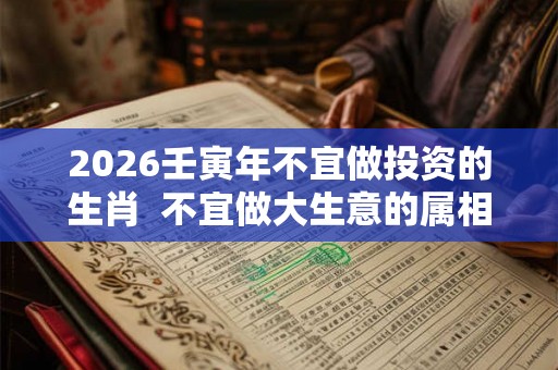 2026壬寅年不宜做投资的生肖  不宜做大生意的属相