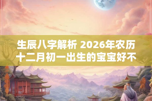 生辰八字解析 2026年农历十二月初一出生的宝宝好不好