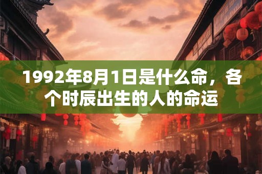 1992年8月1日是什么命，各个时辰出生的人的命运