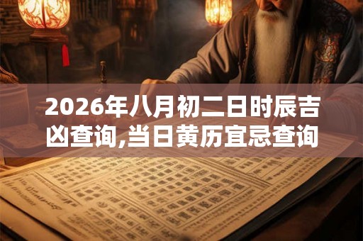 2026年八月初二日时辰吉凶查询,当日黄历宜忌查询