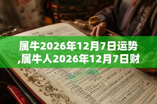 属牛2026年12月7日运势,属牛人2026年12月7日财运,生肖牛2026年12月7日运势