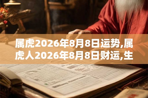 属虎2026年8月8日运势,属虎人2026年8月8日财运,生肖虎2026年8月8日运势