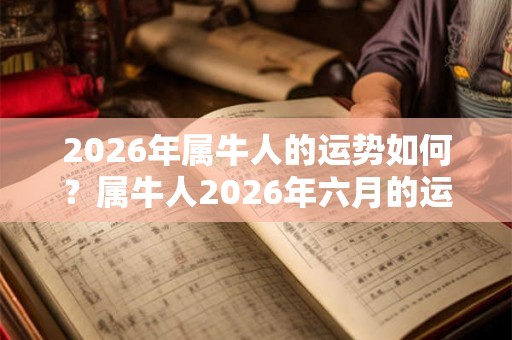 2026年属牛人的运势如何？属牛人2026年六月的运势好不好？