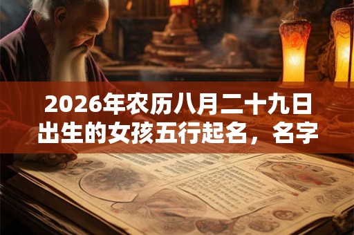 2026年农历八月二十九日出生的女孩五行起名，名字取名大全