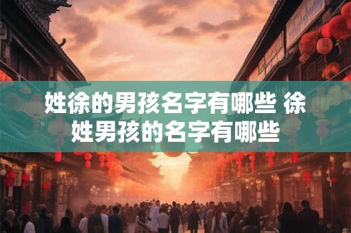 姓徐的男孩名字有哪些 徐姓男孩的名字有哪些 姓徐的男孩名字有哪些 徐姓男孩的名字有哪些