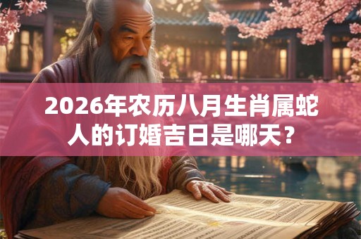 2026年农历八月生肖属蛇人的订婚吉日是哪天? 2026年农历八月生肖属蛇人的订婚吉日是哪天?