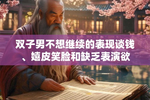 双子男不想继续的表现谈钱、嬉皮笑脸和缺乏表演欲