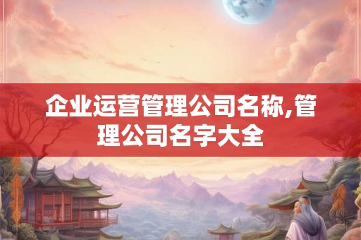 企业运营管理公司名称,管理公司名字大全