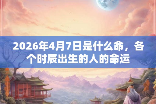 2026年4月7日是什么命，各个时辰出生的人的命运