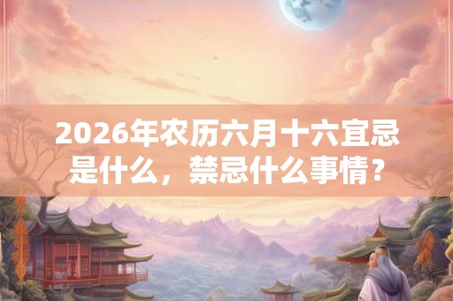 2026年农历六月十六宜忌是什么，禁忌什么事情？