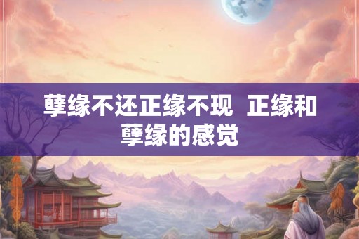 孽缘不还正缘不现  正缘和孽缘的感觉