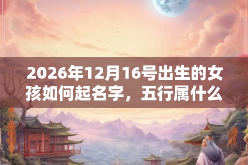 2026年12月16号出生的女孩如何起名字，五行属什么