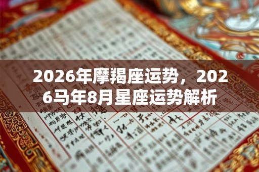 2026年摩羯座运势，2026马年8月星座运势解析