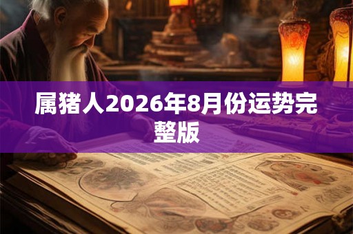 属猪人2026年8月份运势完整版