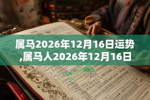 属马2026年12月16日运势,属马人2026年12月16日财运,生肖马2026年12月16日运势