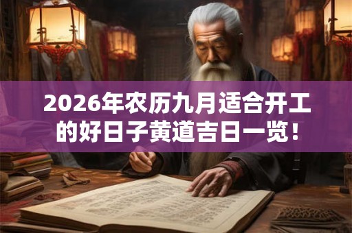 2026年农历九月适合开工的好日子黄道吉日一览！