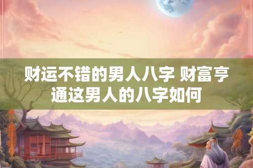 财运不错的男人八字 财富亨通这男人的八字如何