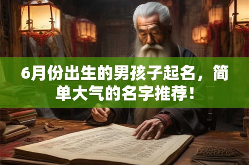 6月份出生的男孩子起名，简单大气的名字推荐！