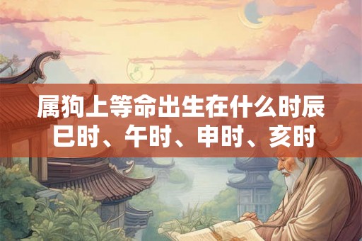 属狗上等命出生在什么时辰 巳时、午时、申时、亥时