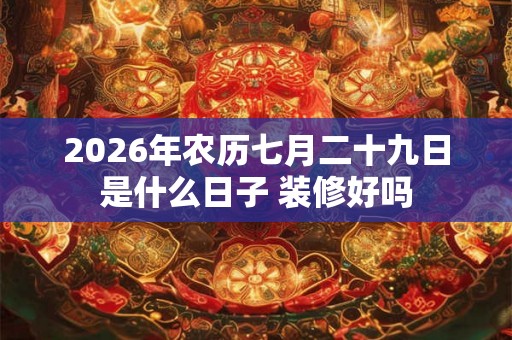 2026年农历七月二十九日是什么日子 装修好吗