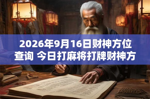 2026年9月16日财神方位查询 今日打麻将打牌财神方位