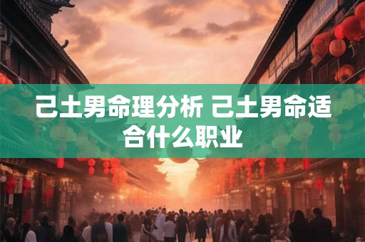 己土男命理分析 己土男命适合什么职业