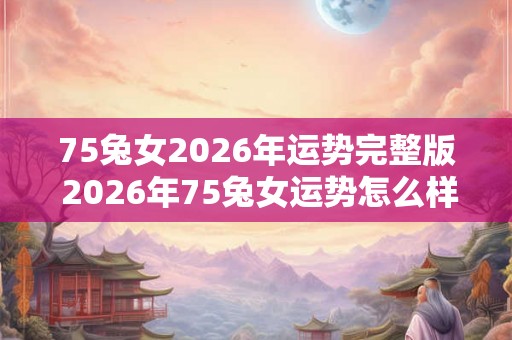 75兔女2026年运势完整版 2026年75兔女运势怎么样