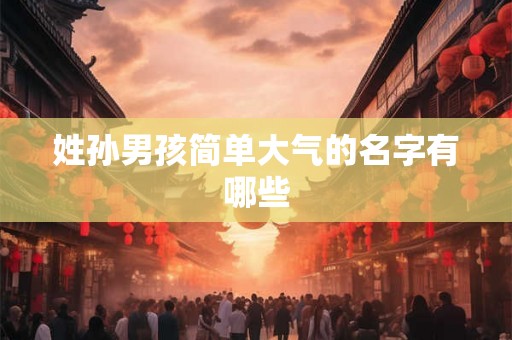 姓孙男孩简单大气的名字有哪些