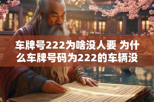 车牌号222为啥没人要 为什么车牌号码为222的车辆没人买