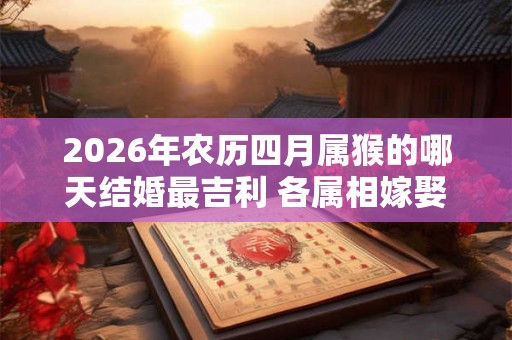 2026年农历四月属猴的哪天结婚最吉利 各属相嫁娶吉日