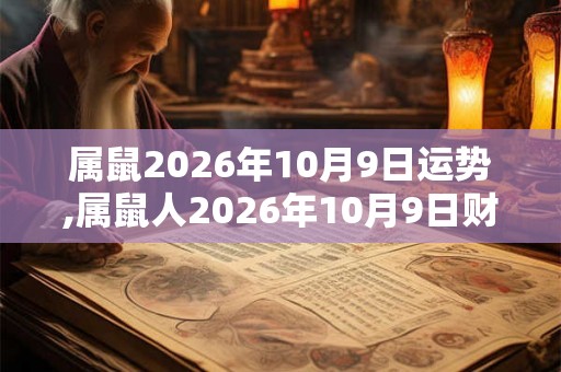 属鼠2026年10月9日运势,属鼠人2026年10月9日财运,生肖鼠2026年10月9日运势