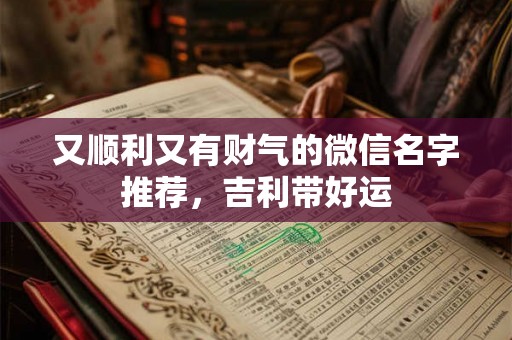 又顺利又有财气的微信名字推荐，吉利带好运
