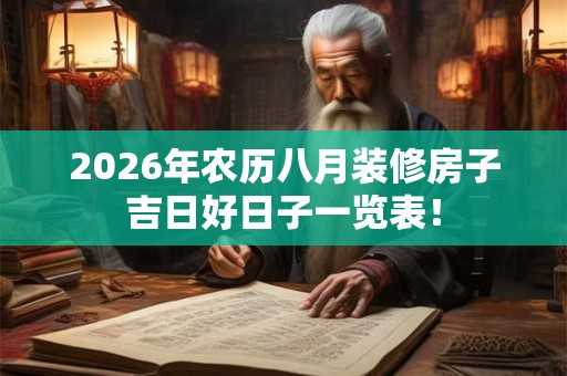2026年农历八月装修房子吉日好日子一览表！
