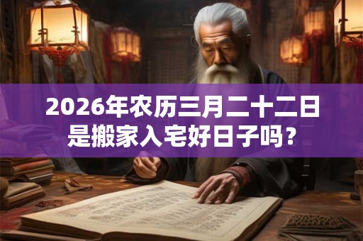2026年农历三月二十二日是搬家入宅好日子吗？