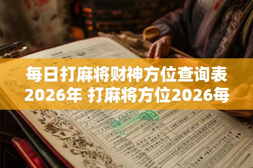 每日打麻将财神方位查询表2026年 打麻将方位2026每天财神方位