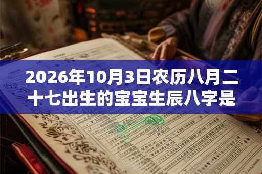 2026年10月3日农历八月二十七出生的宝宝生辰八字是什么