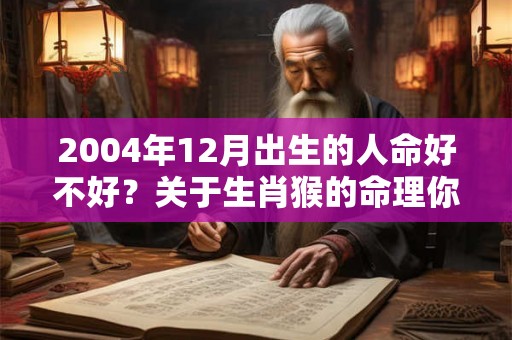 2004年12月出生的人命好不好？关于生肖猴的命理你知道吗？