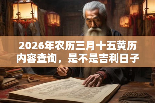 2026年农历三月十五黄历内容查询，是不是吉利日子？