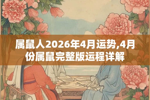 属鼠人2026年4月运势,4月份属鼠完整版运程详解