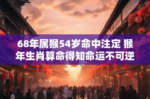 68年属猴54岁命中注定 猴年生肖算命得知命运不可逆 68年属猴54岁命中注定 猴年生肖算命得知命运不可逆