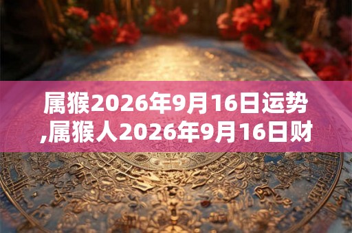 属猴2026年9月16日运势,属猴人2026年9月16日财运,生肖猴2026年9月16日运势