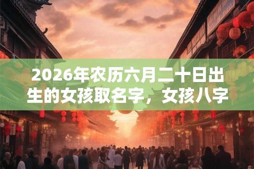 2026年农历六月二十日出生的女孩取名字，女孩八字五行如何起名？