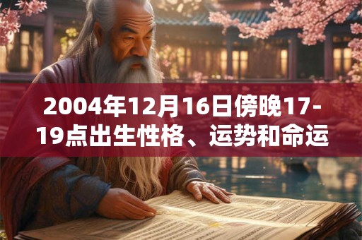 2004年12月16日傍晚17-19点出生性格、运势和命运