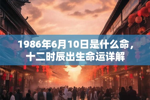 1986年6月10日是什么命，十二时辰出生命运详解