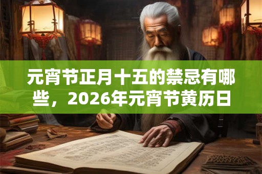 元宵节正月十五的禁忌有哪些，2026年元宵节黄历日子宜忌查询