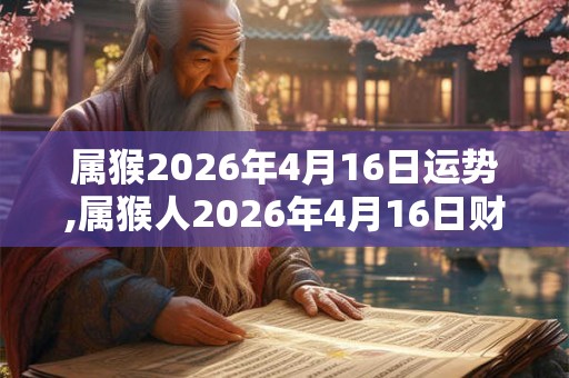 属猴2026年4月16日运势,属猴人2026年4月16日财运,生肖猴2026年4月16日运势