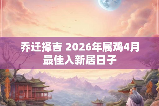 乔迁择吉 2026年属鸡4月最佳入新居日子