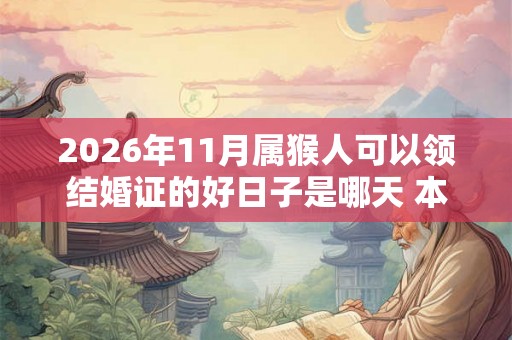 2026年11月属猴人可以领结婚证的好日子是哪天 本月领证吉日大全