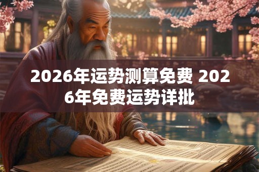 2026年运势测算免费 2026年免费运势详批
